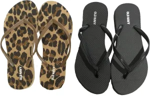 (10, Small Leopard and Black with Carrying Bag) Old Navy Flip Flop Sandals for Woman, Great for Beach or Casual Wear