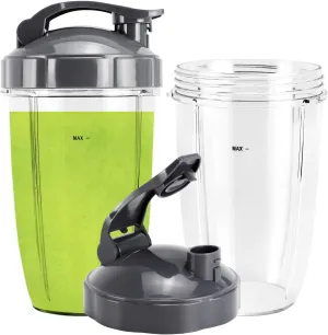 2-Pack Blender Replacement Cups 24 oz for Original NutriBullet Pro 900w/ 600w Extractor Blade Juicer Parts with 2 Flip Top To Go Lids