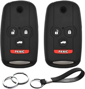 2pcs Compatible with Acura TL TSX ZDX Honda Accord Flip 4 Buttons Key Fob Cover Case Key Chain Protector Shell Holder