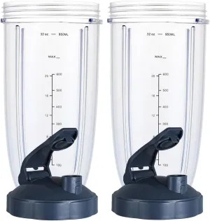 32oz Blender Cups for Nutribullet 600W&900W Blenders, 2 pack Replacement Cups with Flip-Top To-Go-Lid Compatible with Nutribullet 600W/900W Personal Blenders, Blender Replacement Part Cups