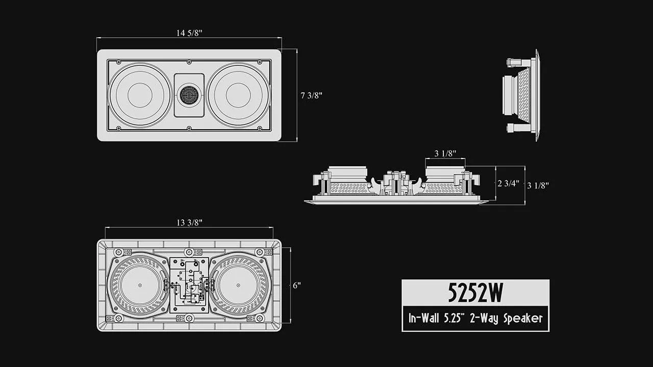 5252W Silver Ticket in-Wall Speaker with Pivoting Tweeter (Dual 5.25 Inch in-Wall Center Channel)