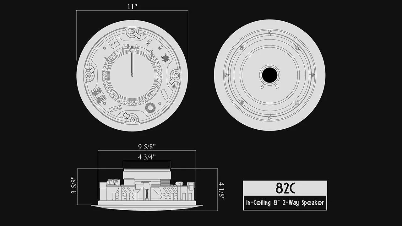 82C Silver Ticket in-Ceiling Speaker with Pivoting Tweeter (8 Inch in-Ceiling) 1 Piece, 11 inch Overall Size