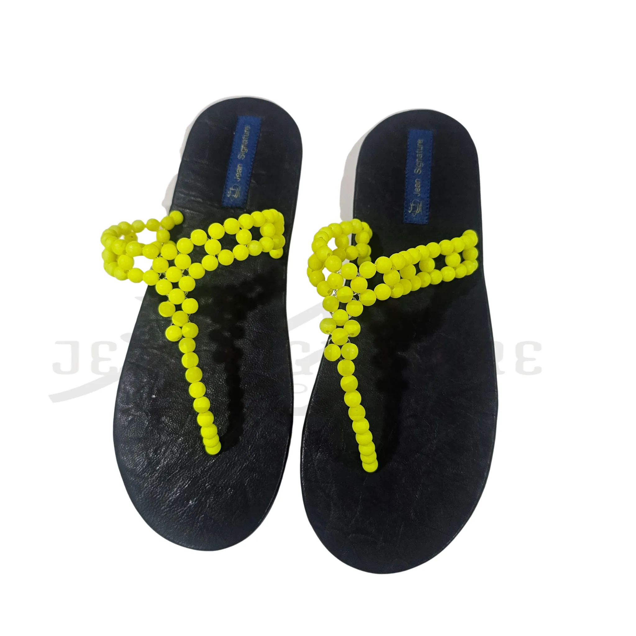 Adeline Beaded Flip-Flop (Yellow/Black)- 01