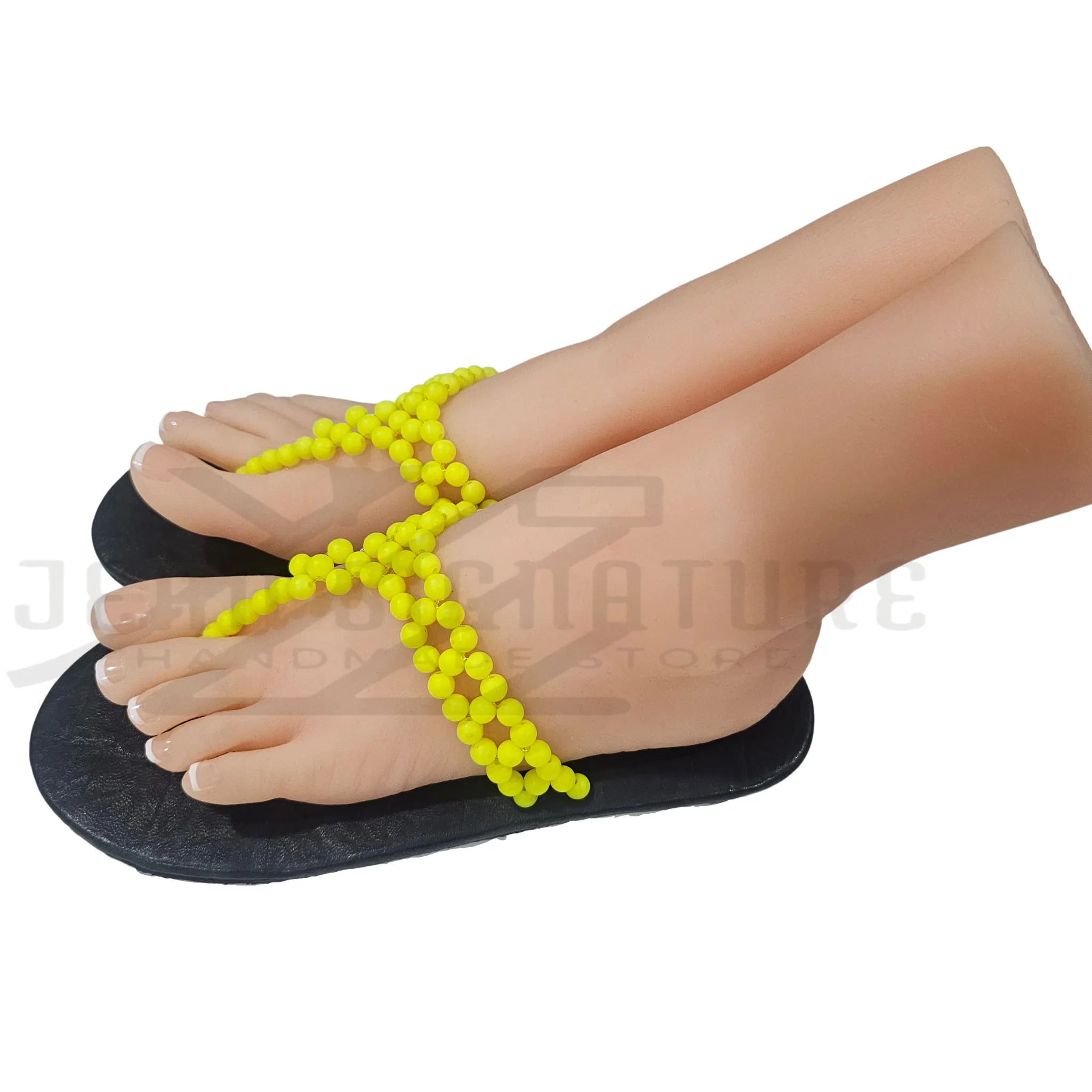 Adeline Beaded Flip-Flop (Yellow/Black)- 01