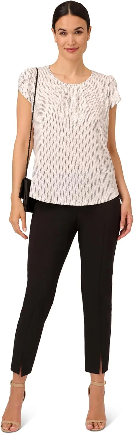 Adrianna Papell Women's Printed Petal Sleeve Knit Top