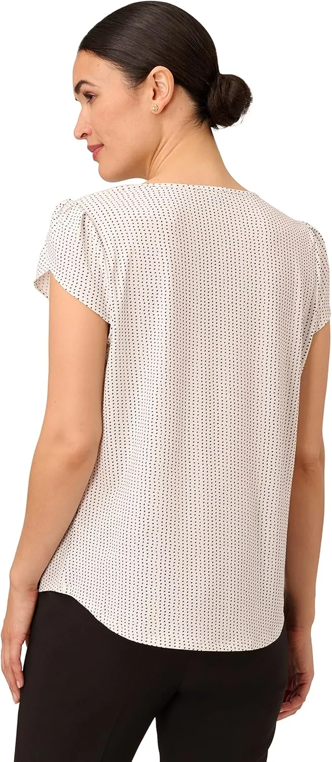 Adrianna Papell Women's Printed Petal Sleeve Knit Top