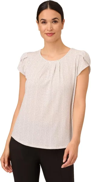 Adrianna Papell Women's Printed Petal Sleeve Knit Top