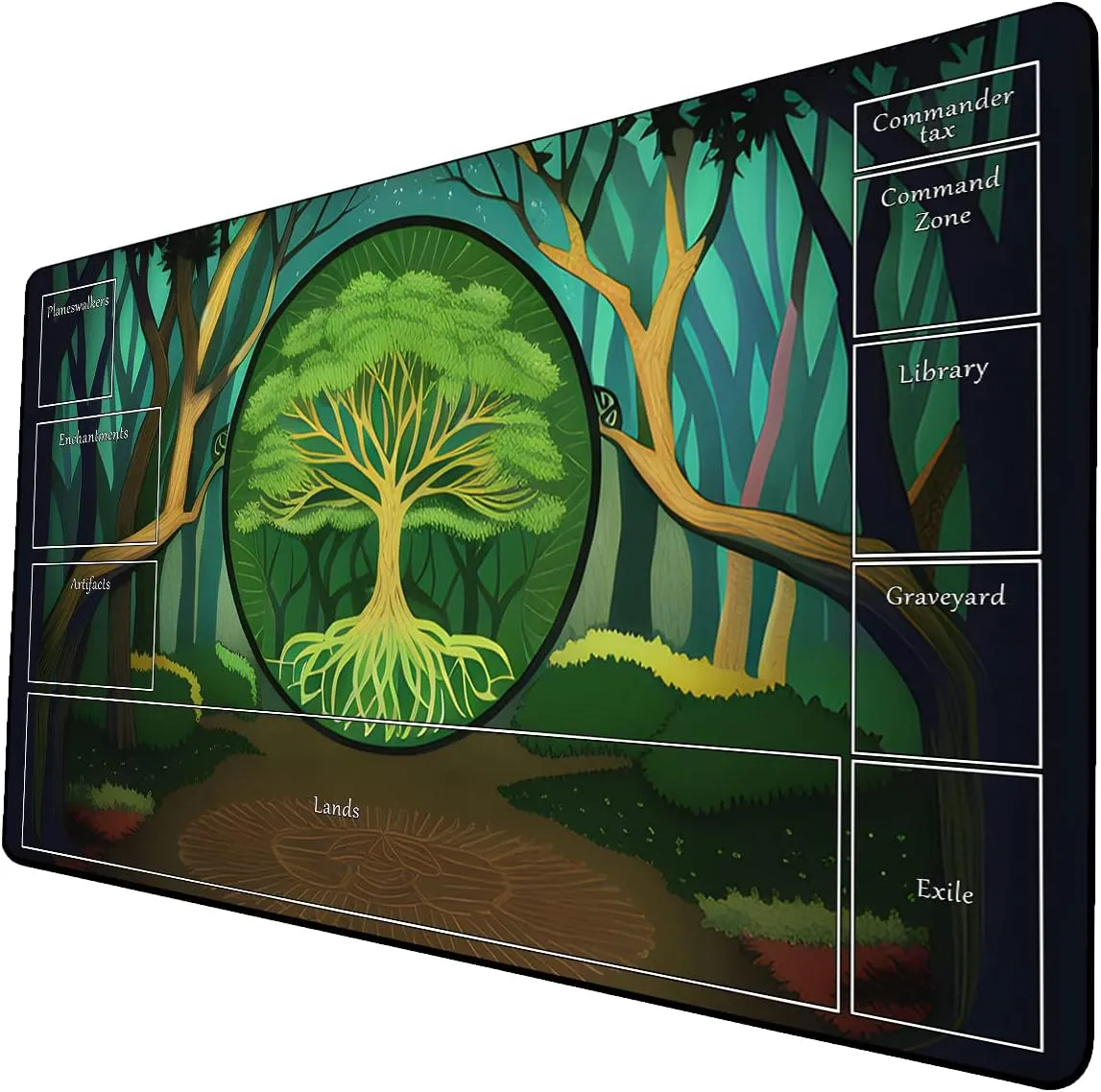 AI Painting TCG Playmat - MTG Trading Card Game Mat with Zone Layout, 24x14 Inches Premium MTG Play Mat - The Perfect Companion for Intense Card Battles - Fantasy Dark Skull Black Lotus 424A216