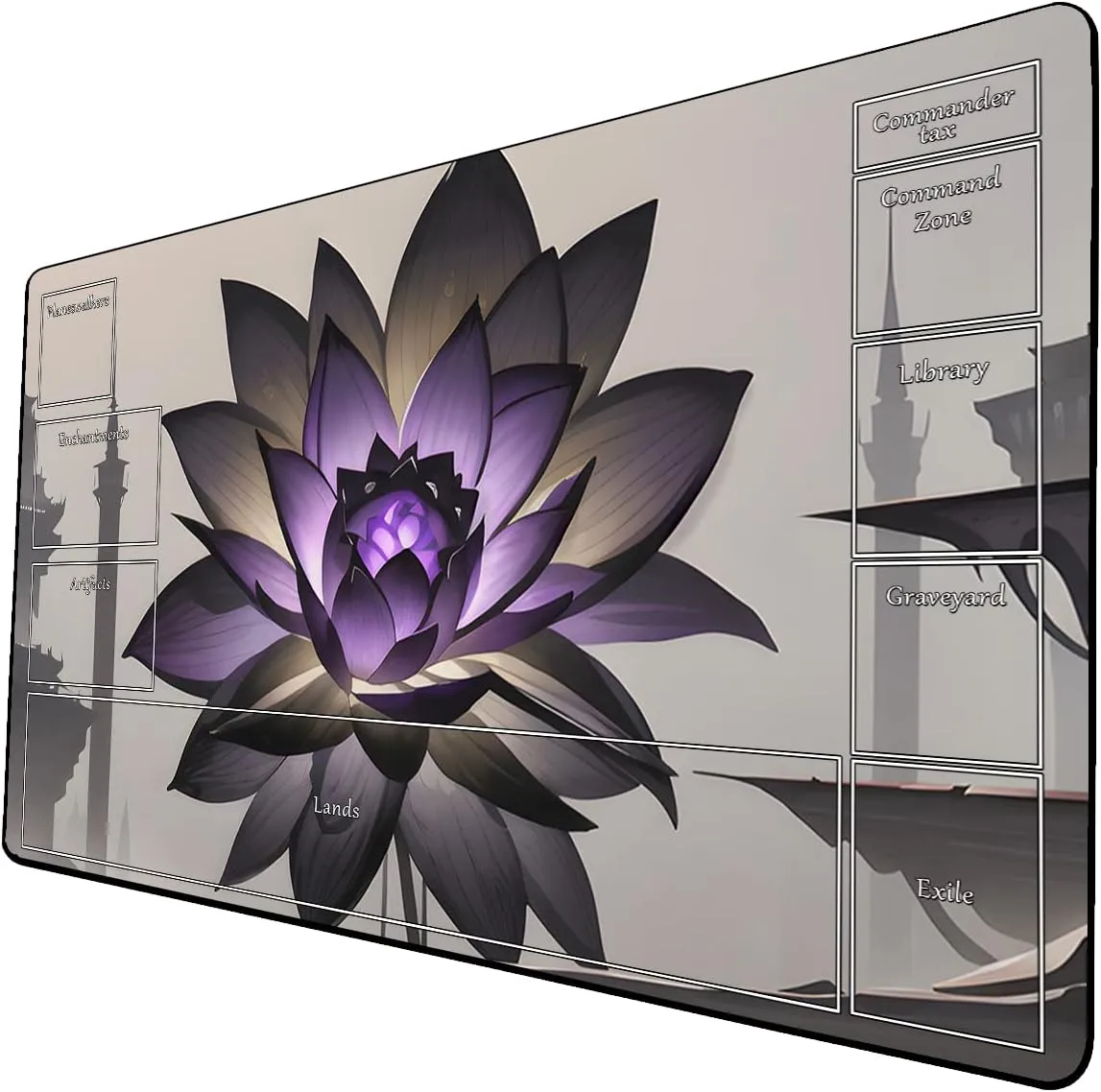 AI Painting TCG Playmat - MTG Trading Card Game Mat with Zone Layout, 24x14 Inches Premium MTG Play Mat - The Perfect Companion for Intense Card Battles - Fantasy Dark Skull Black Lotus 424A338