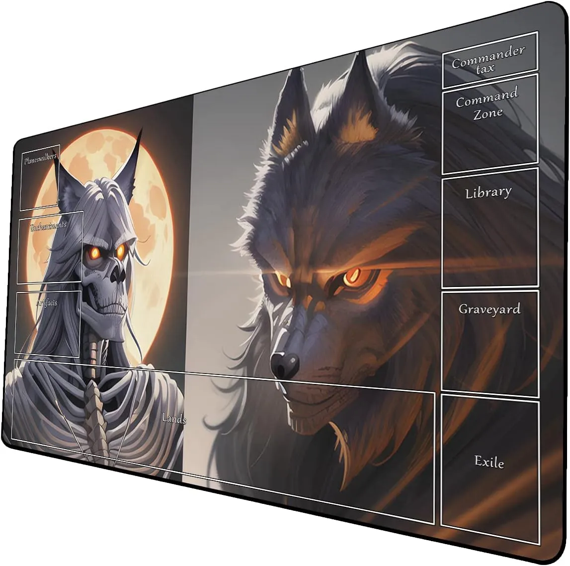 AI Painting TCG Playmat - MTG Trading Card Game Mat with Zone Layout, 24x14 Inches Premium MTG Play Mat - The Perfect Companion for Intense Card Battles - Fantasy Dark Skull Black Lotus 509A248