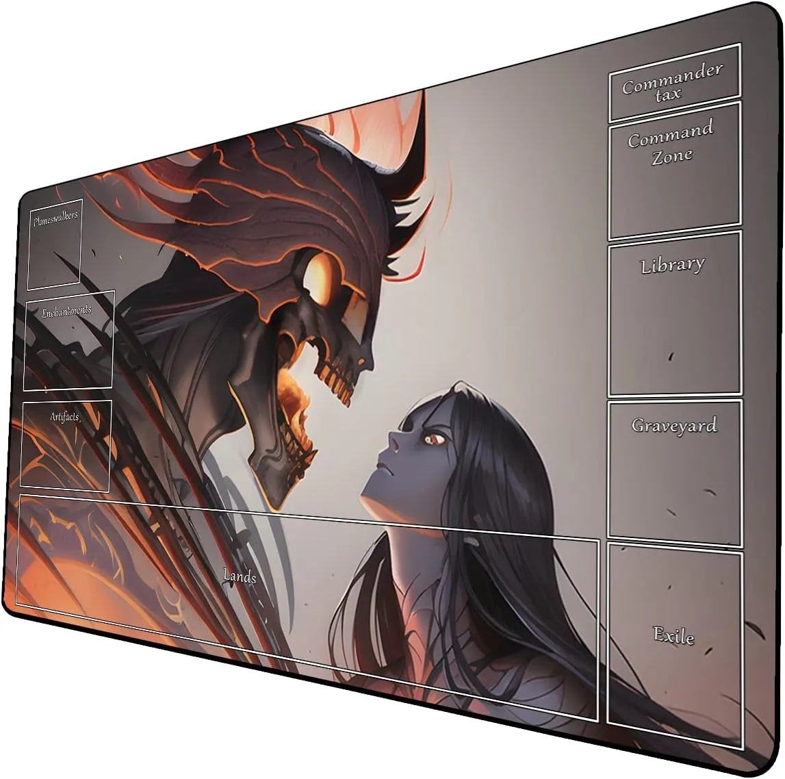AI Painting TCG Playmat - MTG Trading Card Game Mat with Zone Layout, 24x14 Inches Premium MTG Play Mat - The Perfect Companion for Intense Card Battles - Fantasy Dark Skull Black Lotus 509A252