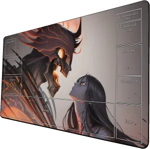 AI Painting TCG Playmat - MTG Trading Card Game Mat with Zone Layout, 24x14 Inches Premium MTG Play Mat - The Perfect Companion for Intense Card Battles - Fantasy Dark Skull Black Lotus 509A252