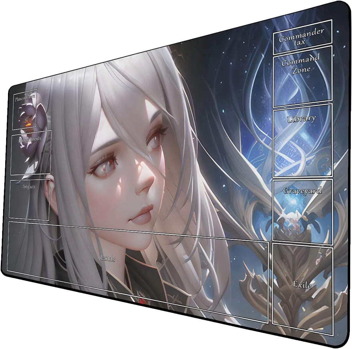 AI Painting TCG Playmat - MTG Trading Card Game Mat with Zone Layout, 24x14 Inches Premium MTG Play Mat - The Perfect Companion for Intense Card Battles - Fantasy Dark Skull Black Lotus 519A127