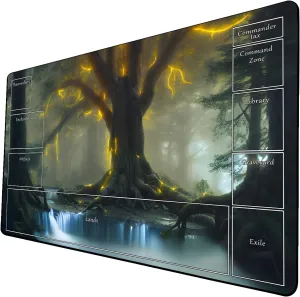 AI Painting TCG Playmat - MTG Trading Card Game Mat with Zone Layout, 24x14 Inches Premium MTG Play Mat - The Perfect Companion for Intense Card Battles - Fantasy Dark Skull Black Lotus 519A135