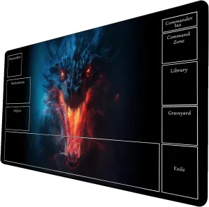 AI Painting TCG Playmat - MTG Trading Card Game Mat with Zone Layout, 24x14 Inches Premium MTG Play Mat - The Perfect Companion for Intense Card Battles - Fantasy Dark Skull Black Lotus 519A265