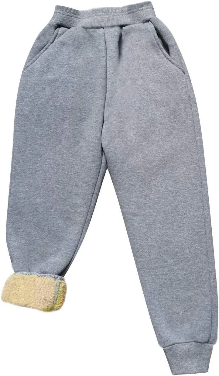 AMEBELLE Boys Girls' Winter Warm Jogger Pant Fleece Lined Elastic Waist Sweatpants