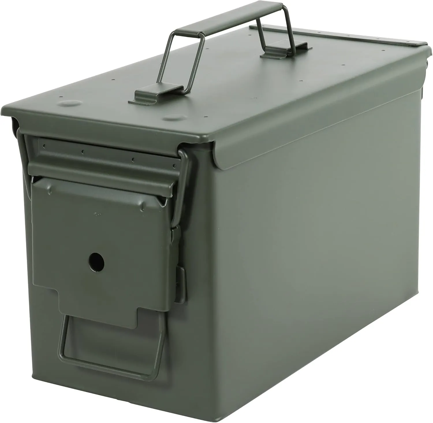 Ammo Storage Box - Green .50 Caliber Ammunition Flip Top Lockable Storage Box - Waterproof Metal Military Ammo Can Container - Airtight Latching Dry Box Bullet Case Steel Field Box