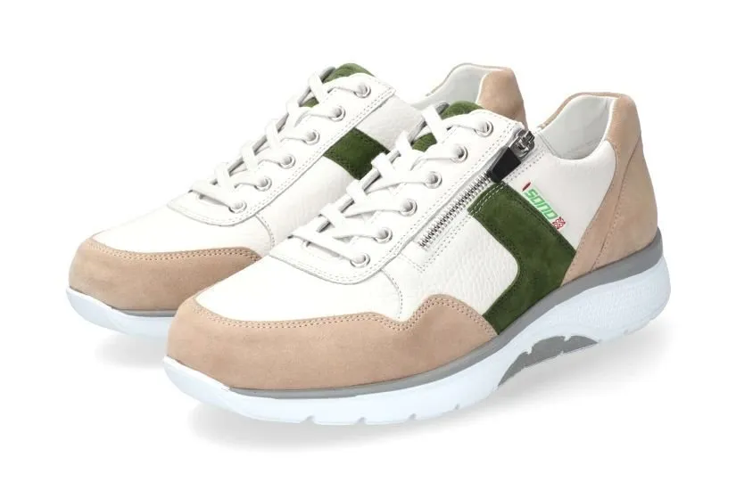 'Amory' men's white fit (H) walking rolling sneaker - beige white
