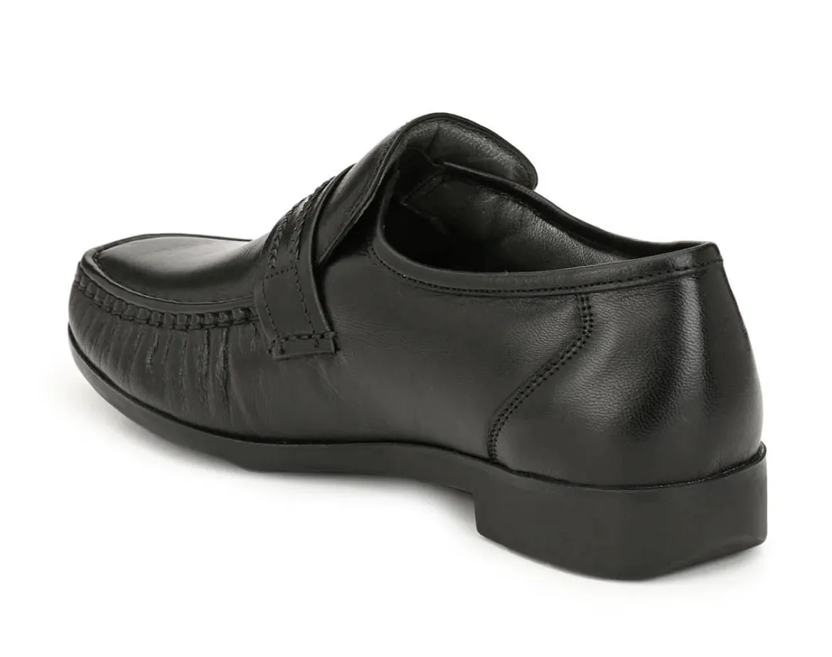 Angelo Black Leather Formal Cushion Loafers