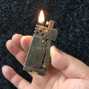 Antique Vintage Lighter,Reusable Trench Windproof Cigarette Lighter,Funny Cool Lighters for Smoking,Novelty Soft Flame Metal Kerosene Lighter (Sliver)