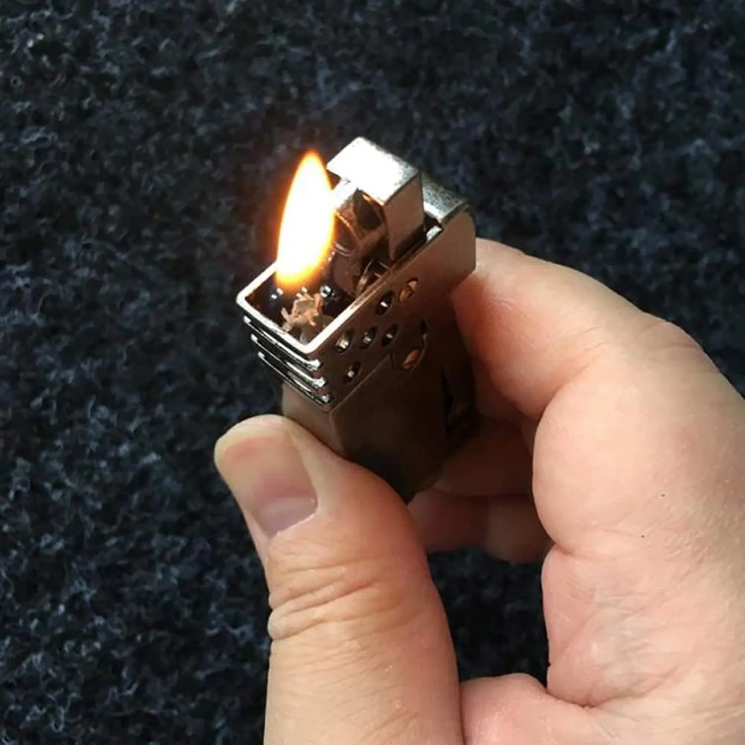 Antique Vintage Lighter,Reusable Trench Windproof Cigarette Lighter,Funny Cool Lighters for Smoking,Novelty Soft Flame Metal Kerosene Lighter (Sliver)
