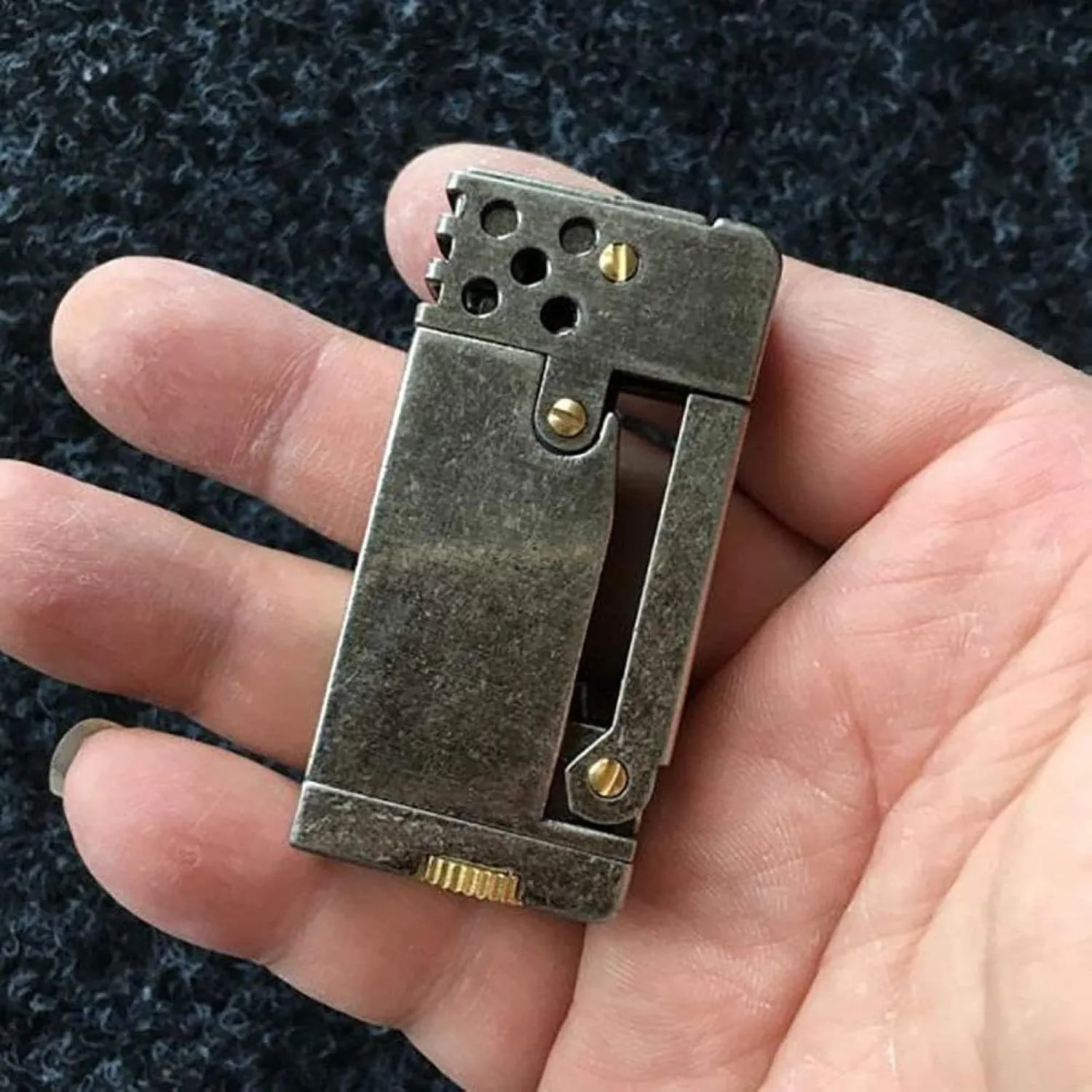 Antique Vintage Lighter,Reusable Trench Windproof Cigarette Lighter,Funny Cool Lighters for Smoking,Novelty Soft Flame Metal Kerosene Lighter (Sliver)
