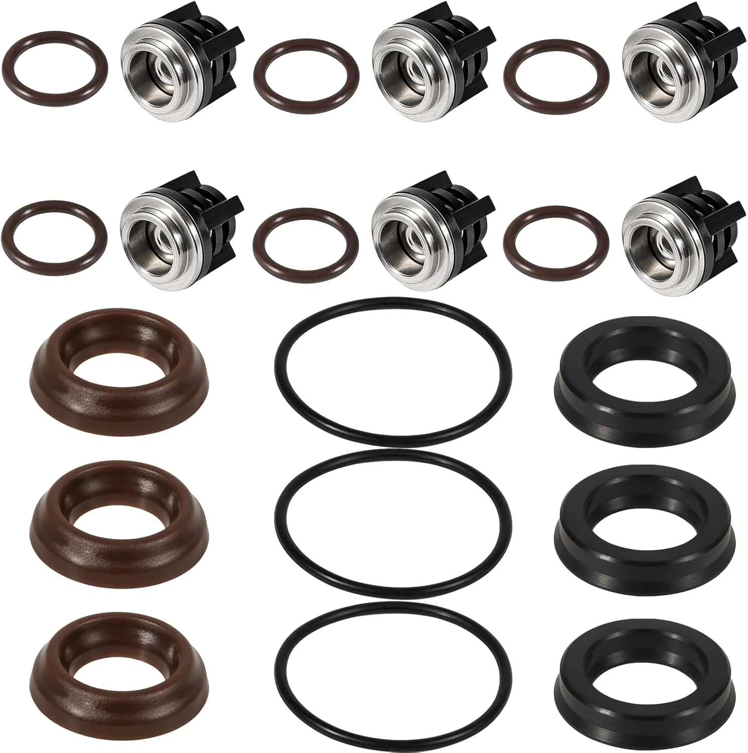 AR1857 Pressure Washer Packing Kit & AR1828 Water Pump Check Valves Kit Perfectly Compatible with Annovi Reverberi 18mm RK, RKA, RKV, XRC, XRA series pumps, Also fits for Mi-T-M 70-0179
