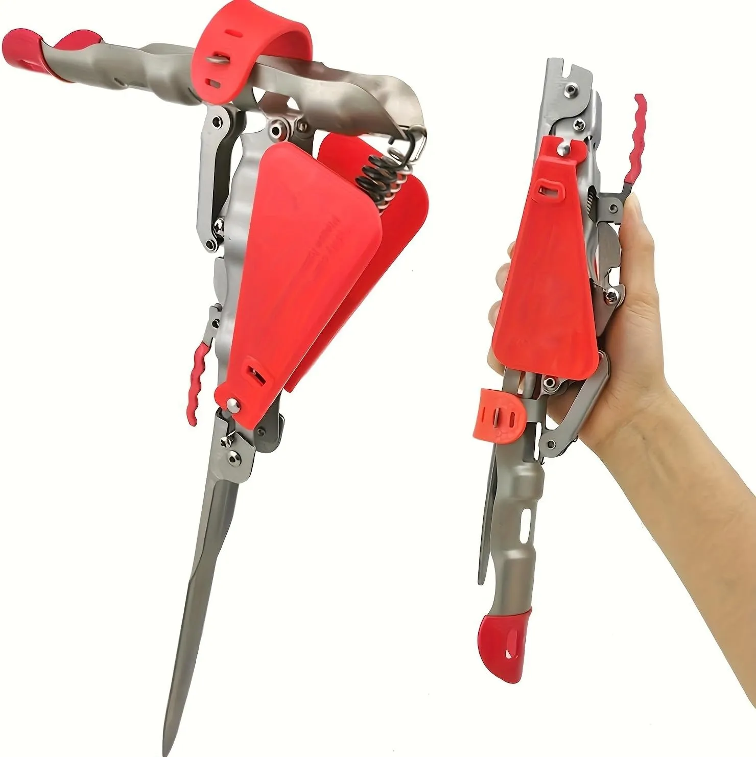Automatic Spring Fishing Rod Holder 1 Pack, Fishing Rod Holder, Fishing Rod Holder Automatic Spring flip Hook, Stainless Steel Ground Support Holder, Easy Folding Design and Stable Ground Support