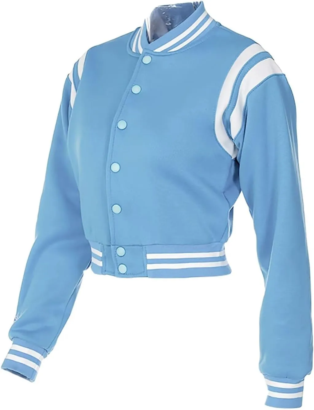 babyhealthy Women Cropped Varsity Jacket Retro Baseball Jacket Bomber Coat Streetwear