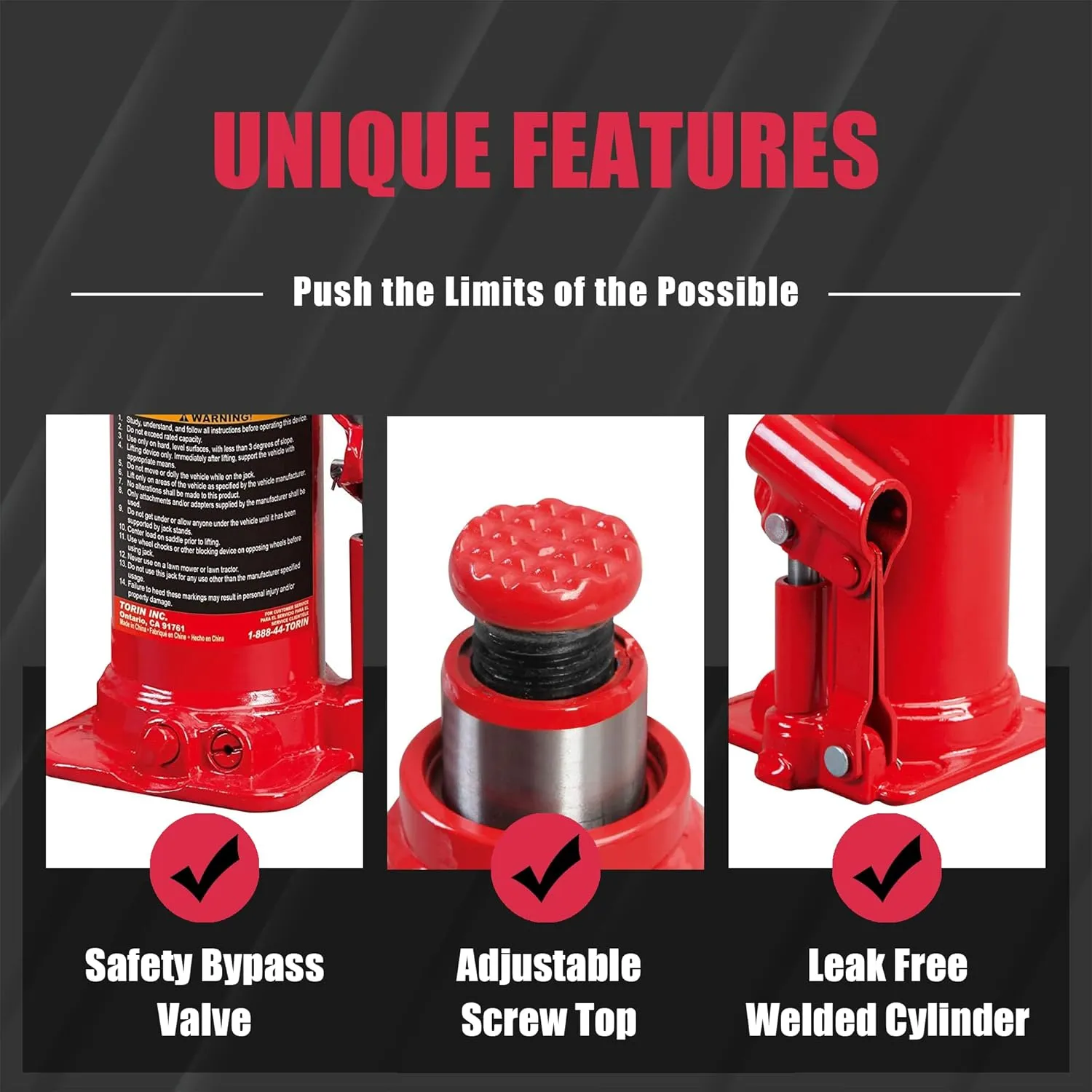 BIG RED 4 Ton (8,000 LBs) Capacity Hydraulic Welded Bottle Jack, TAM90403B