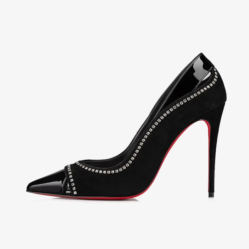 Black Stiletto Pump with Sparkling Detail