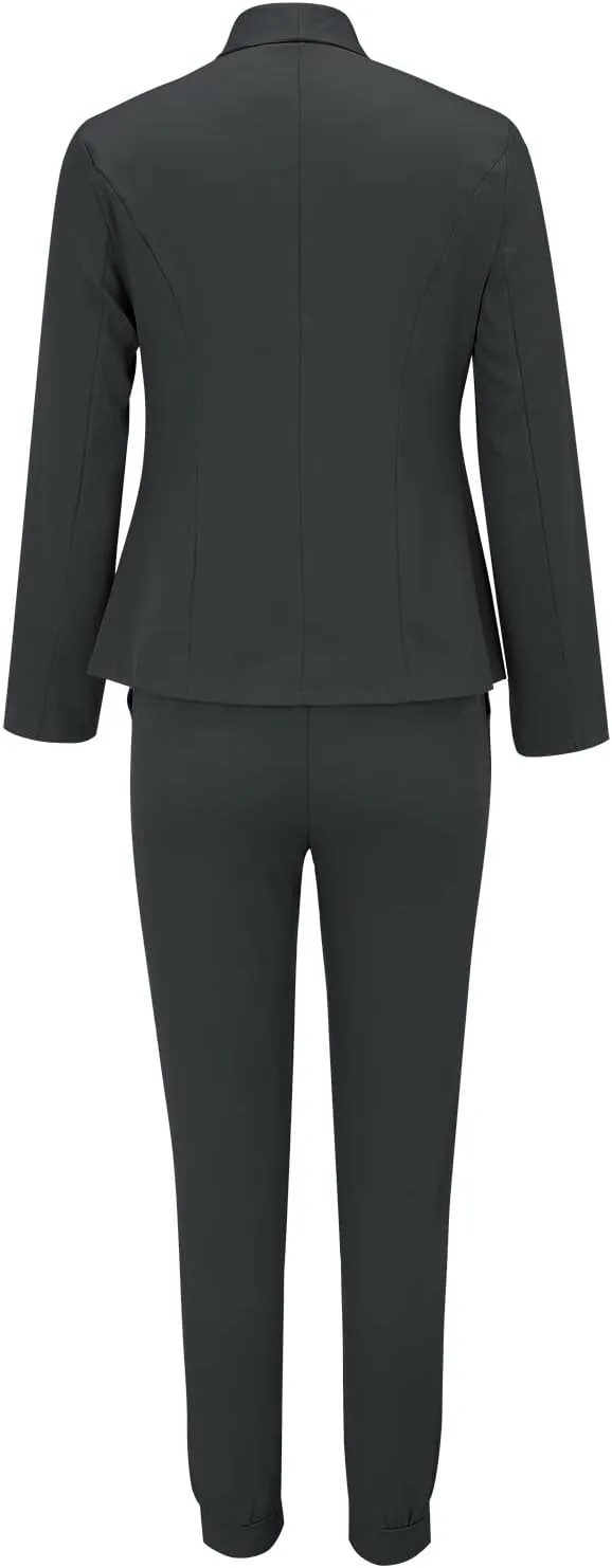 Blazer Sets Women 2 Piece Outfits Trendy 2024 Open Front Blazer And Pant Set Business Casual Office Work Suits