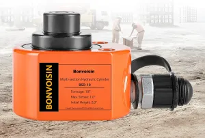 Bonvoisin 10T Hydraulic Cylinder Jack Porta Power Multi-Section 1” Stroke Mini Hydraulic Ram Low Profile Lifting Cylinders for Machinery Shipbuilding
