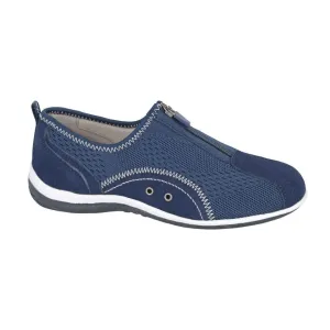 Boulevard Women's Front Zip Up Suede Casual Leisure Shoe Navy