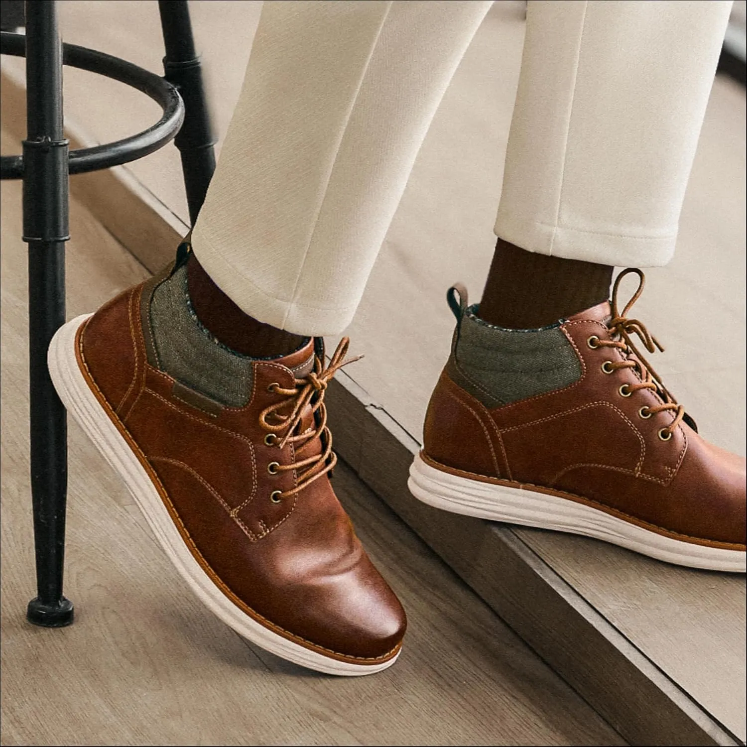 Bruno Marc Men's Mid Top Chukka Sneaker Lace Up Dress Boot