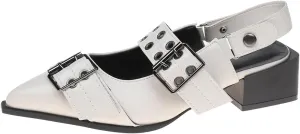 Buckle Ballet Flats for Women Mary Jane Flats Wide Welt Pointed Toe Ballerina Shoes Flat Square Block Heel Pumps Metal Punk Style Fashionable Office & Casual Wear
