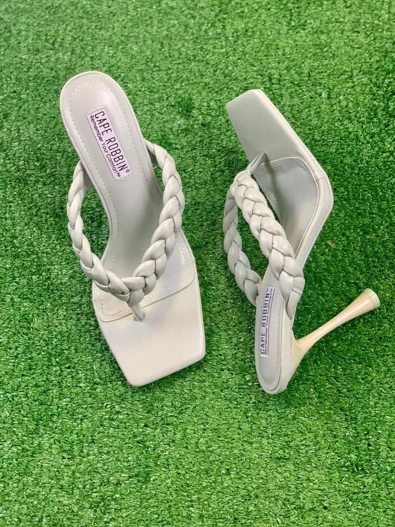 Cape Robbin TIBI Yellow Thong Flip Flop Mules Open Toe High Heel Pumps Sandals