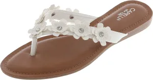 Capelli New York Faux Leather and Floral Gems Ladies Flip Flops