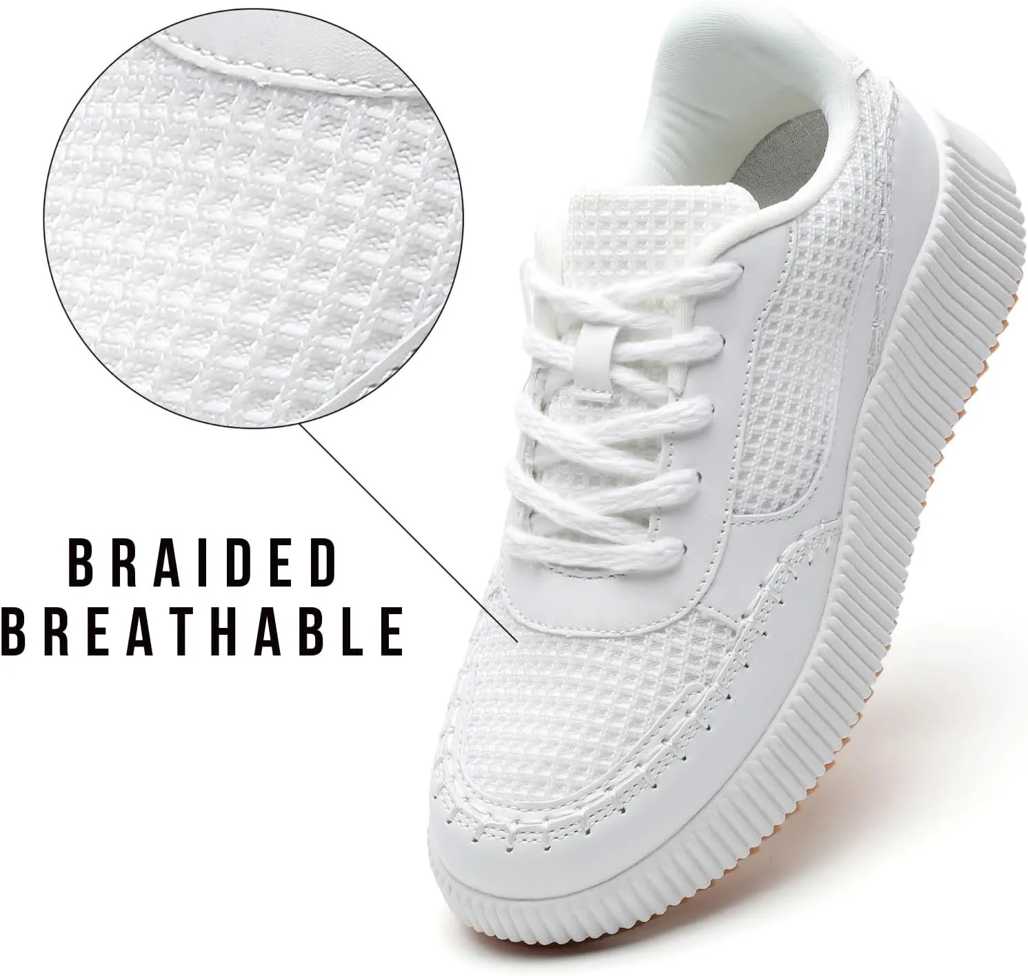CERYTHRINA Platform Sneakers Women Fashion Shoes: 2.2 Inches - Chunky Braided Walking Shoes