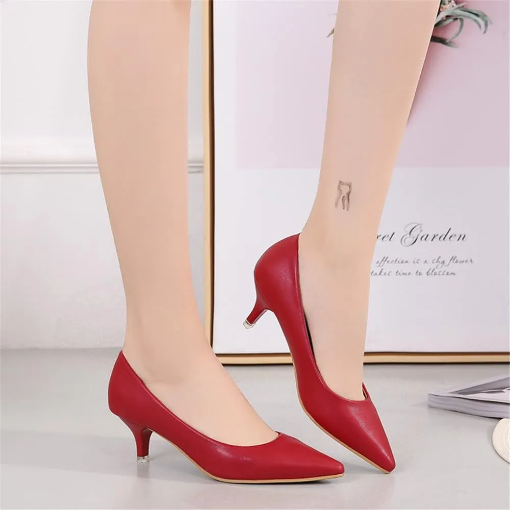 ChaiRong Zhou Women's Elegant Candy Color Pointy Toe Low Kitten Heeled Dress Pumps,Fashion Slip on Working Pump Shoes