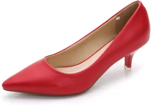 ChaiRong Zhou Women's Elegant Candy Color Pointy Toe Low Kitten Heeled Dress Pumps,Fashion Slip on Working Pump Shoes