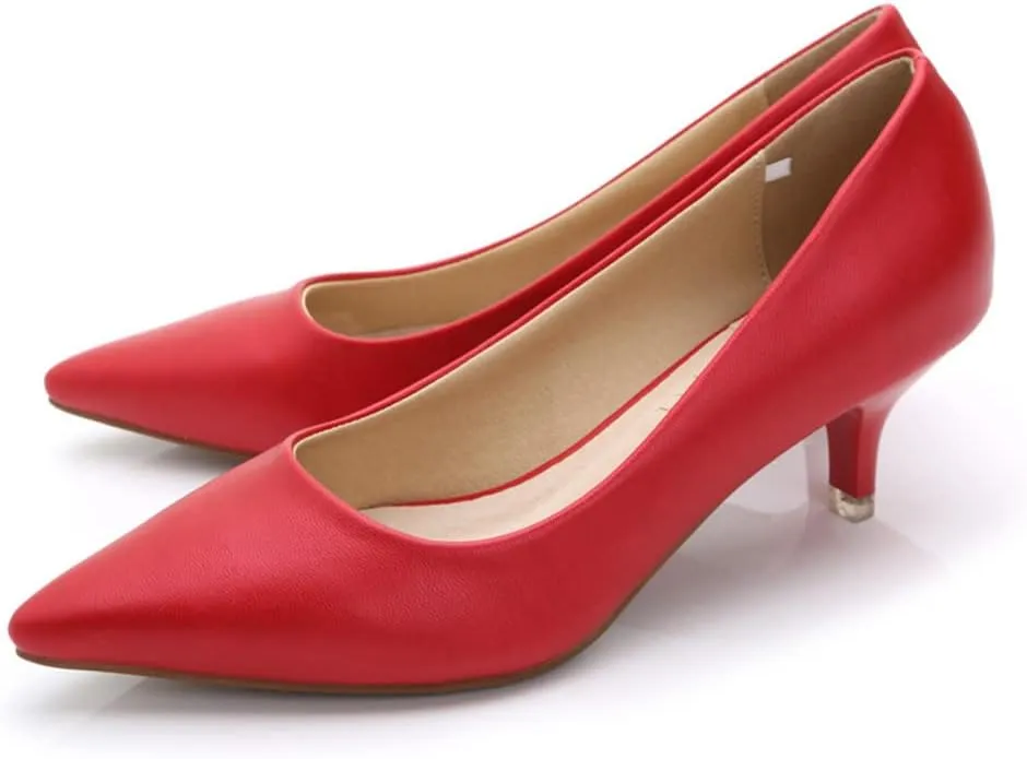 ChaiRong Zhou Women's Elegant Candy Color Pointy Toe Low Kitten Heeled Dress Pumps,Fashion Slip on Working Pump Shoes