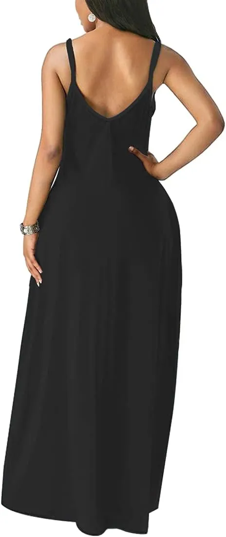 Chaos World Women's Maxi Dress V-Neck Strappy 3D Print Loose Summer Casual Dress