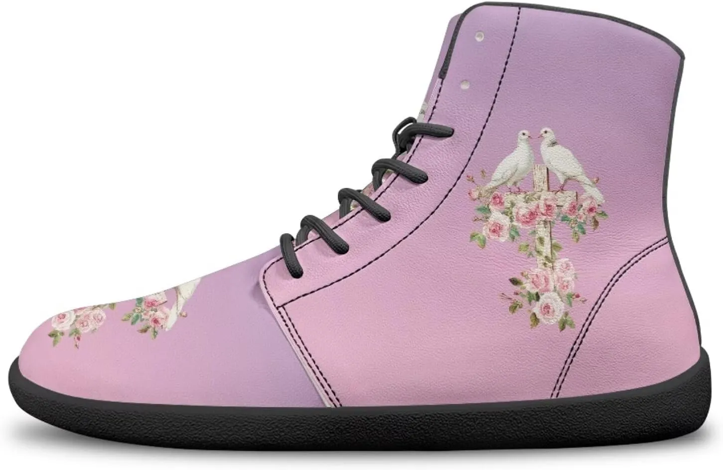 chaqlin Graphic Printing High Top Barefoot Shoes Workout Shoes Zero Drop Walking Shoes