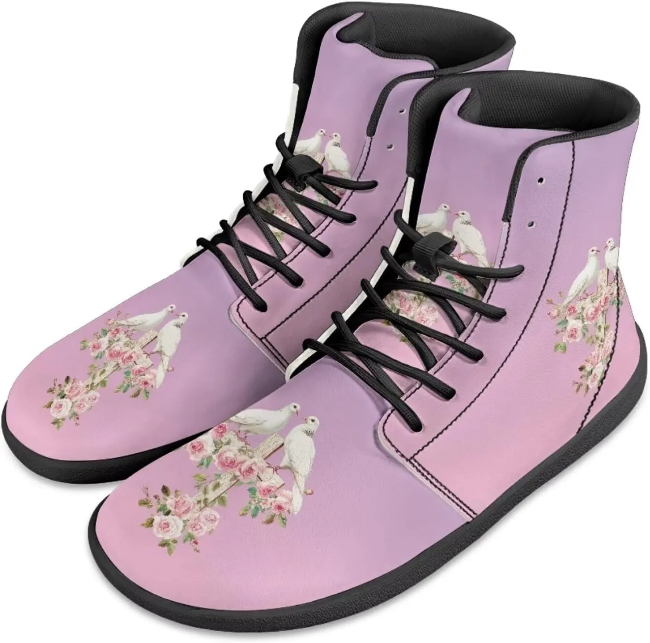 chaqlin Graphic Printing High Top Barefoot Shoes Workout Shoes Zero Drop Walking Shoes