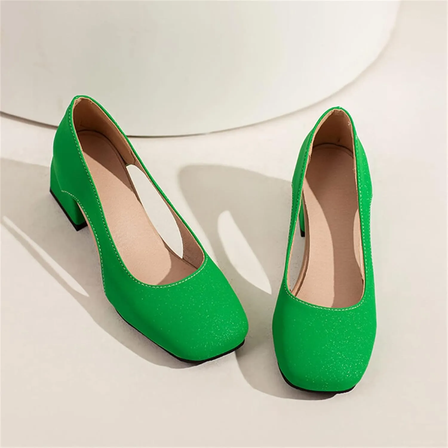 Chunky Heels for Women T Strap Mary Janes Closed Toe Dress Shoes Square Toe Office Shoes Suede Vintage Heels