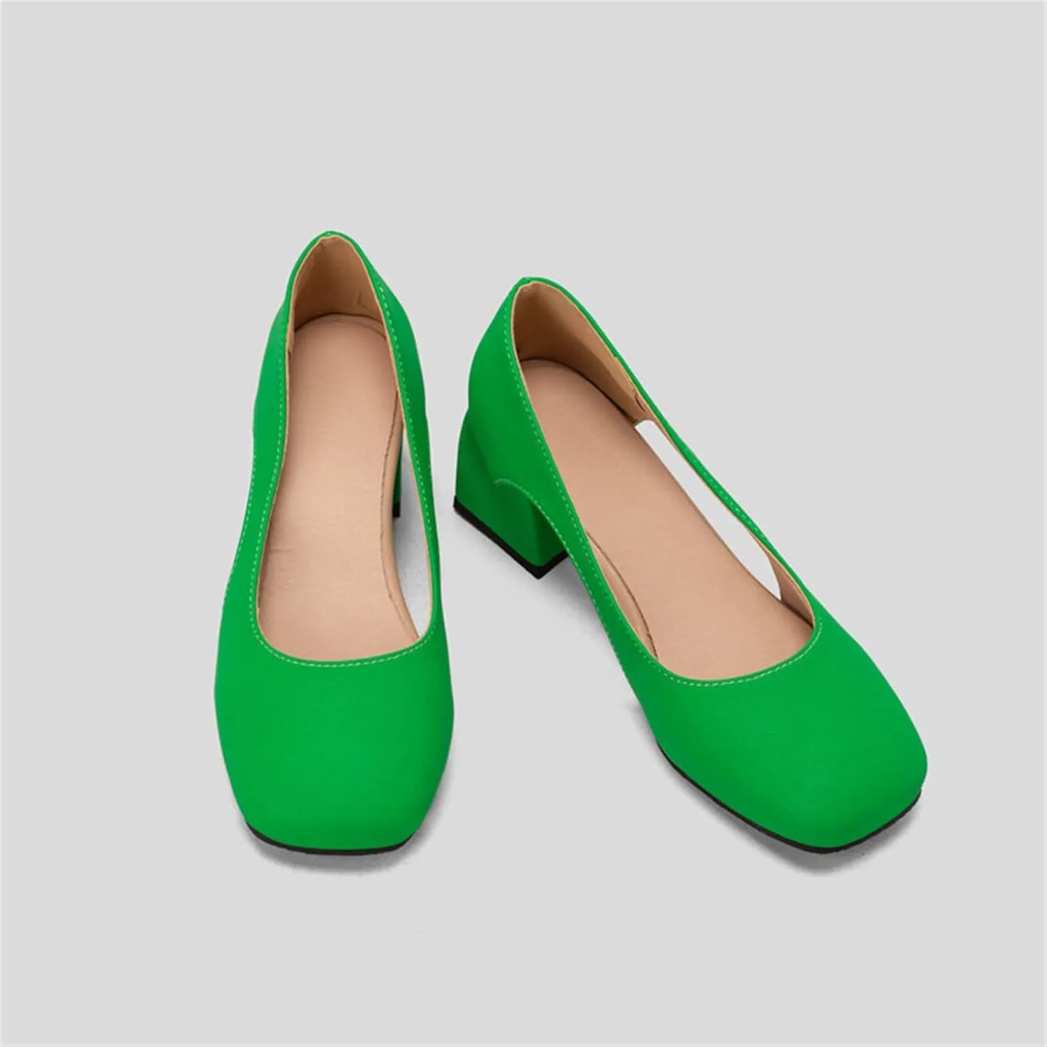 Chunky Heels for Women T Strap Mary Janes Closed Toe Dress Shoes Square Toe Office Shoes Suede Vintage Heels