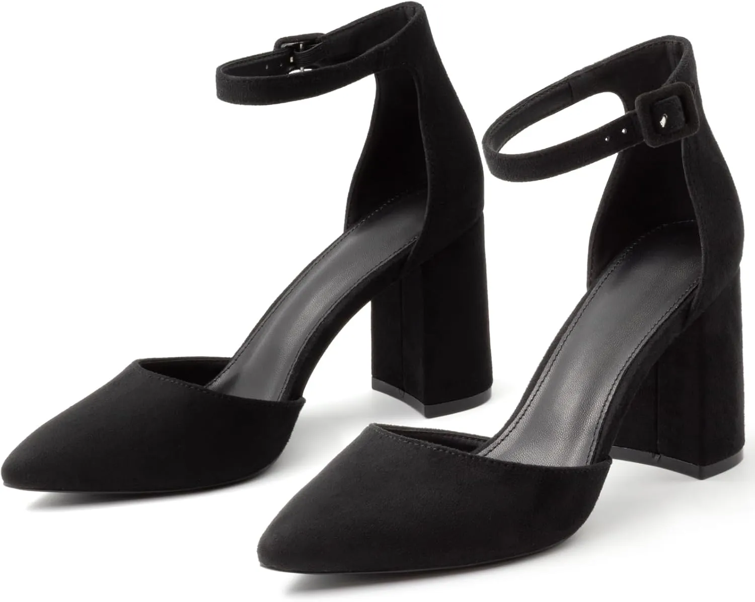 Closed Toe Heels Pumps Women High Block Chunky Heeled Pointed Toed Ankle Strap Pump Shoes Office Wedding Casual Dance Glitter Pumps Shoes for Lady Size 6-10