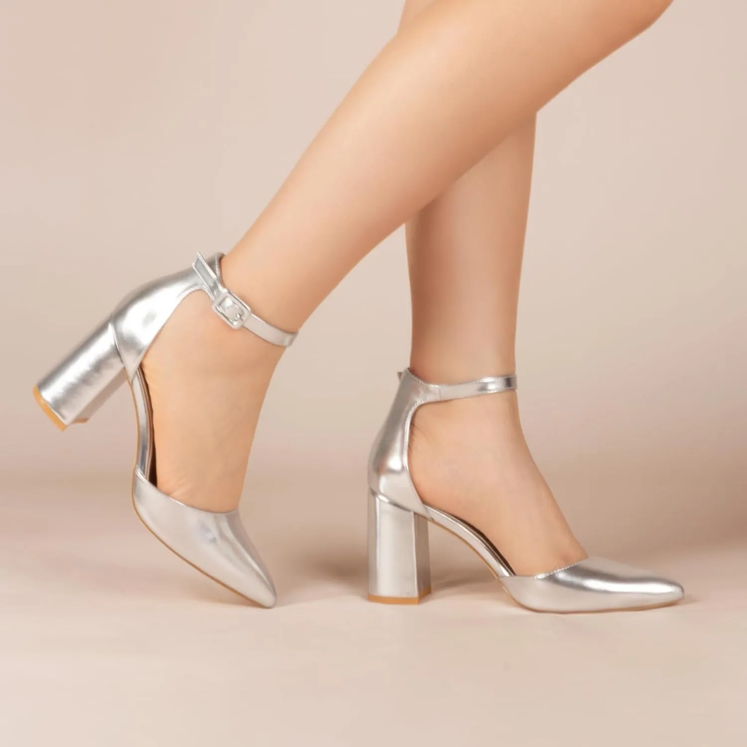 Closed Toe Heels Pumps Women High Block Chunky Heeled Pointed Toed Ankle Strap Pump Shoes Office Wedding Casual Dance Glitter Pumps Shoes for Lady Size 6-10