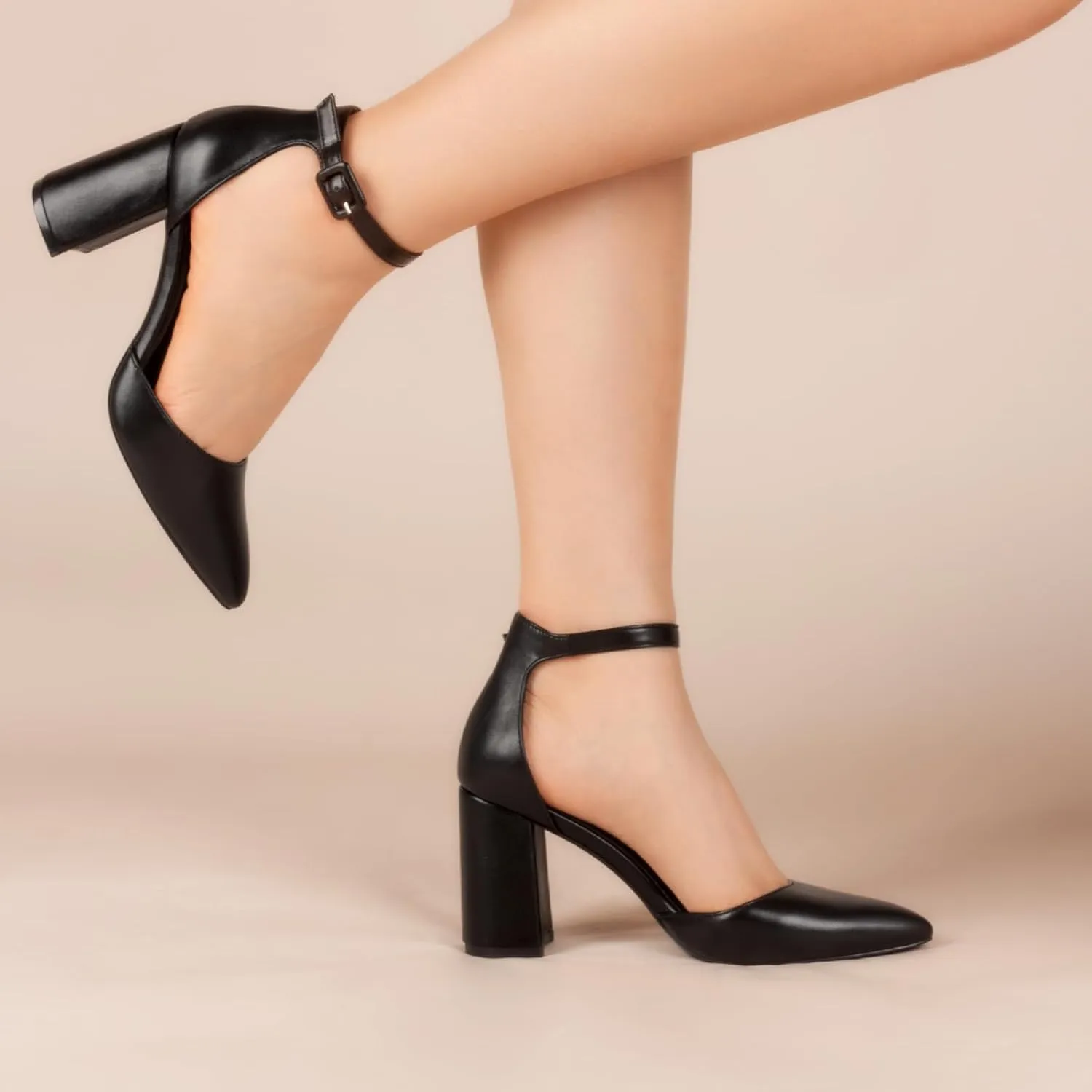 Closed Toe Heels Pumps Women High Block Chunky Heeled Pointed Toed Ankle Strap Pump Shoes Office Wedding Casual Dance Glitter Pumps Shoes for Lady Size 6-10